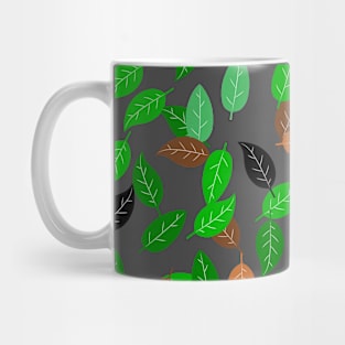 Green, black and brown leaves pattern Mug